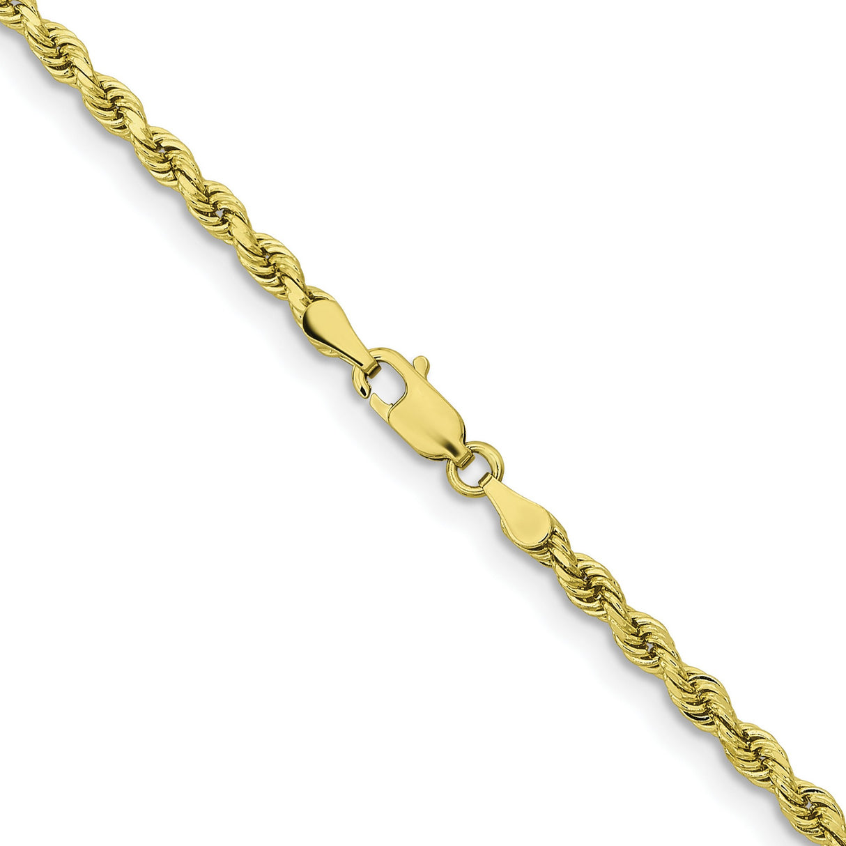 10K Yellow Gold 3.25 mm Rope Chain Necklace, Polished alternate angle