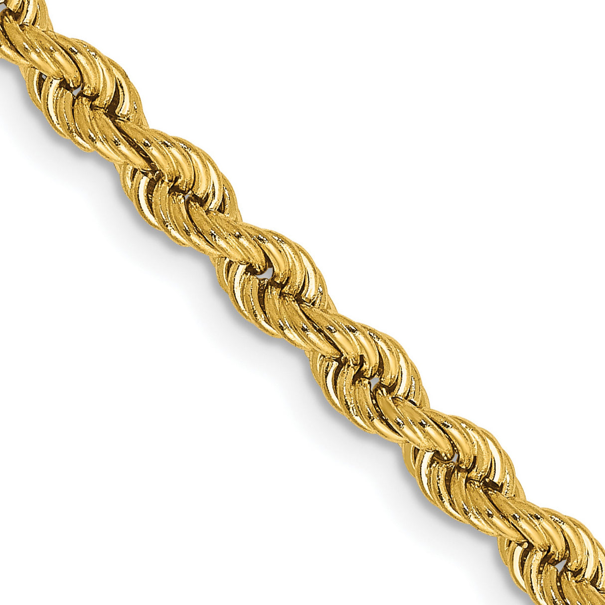 10K Yellow Gold 3.65 mm Rope Chain Necklace, Polished detail view