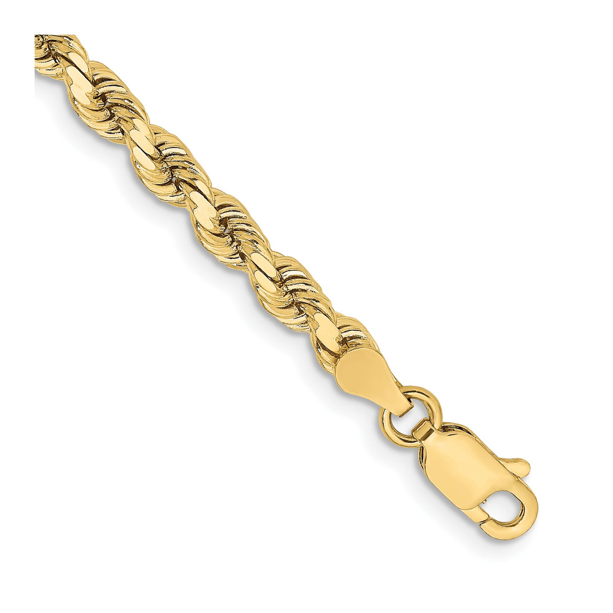 10K Yellow Gold 3.75 mm Rope Chain Anklet, Polished detail view