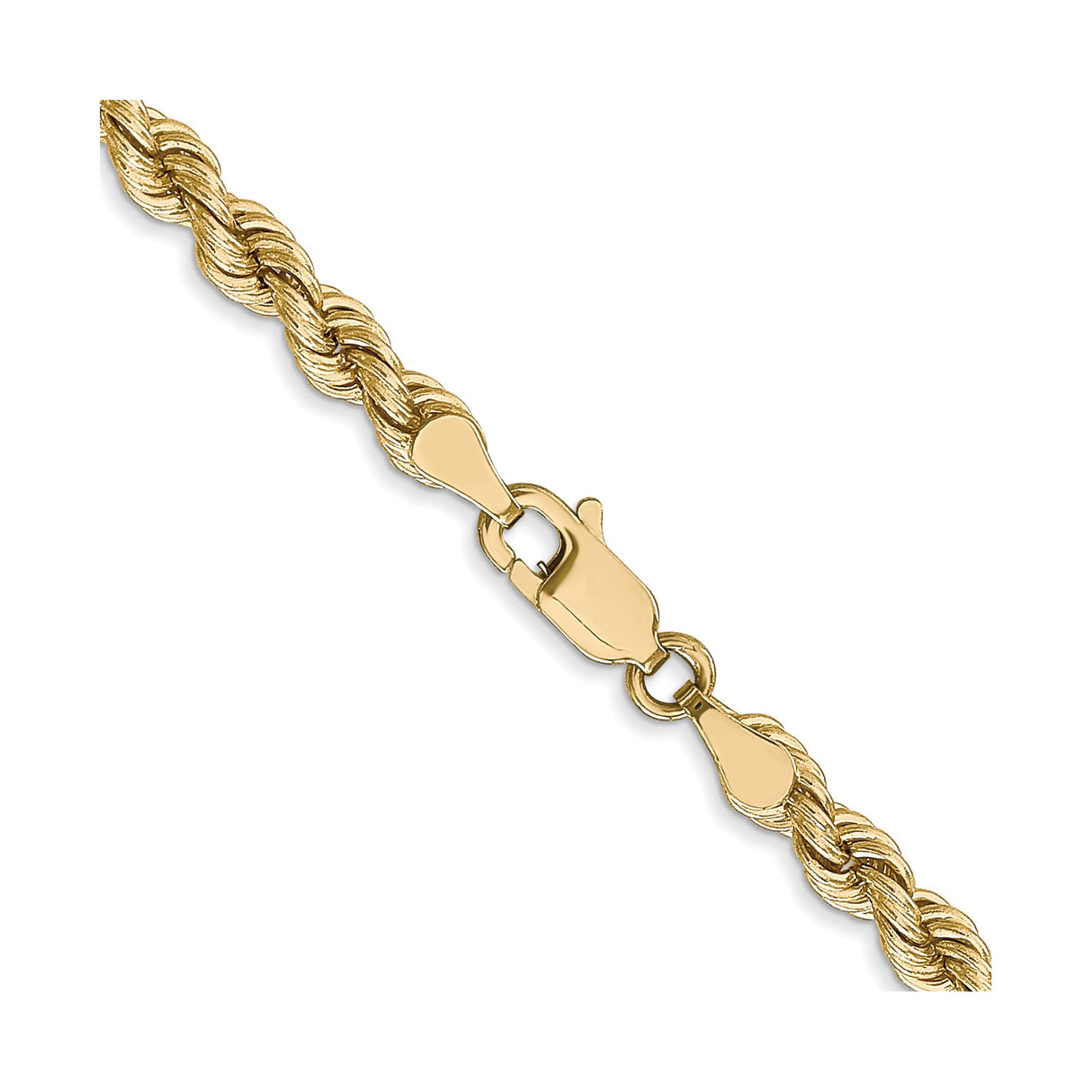10K Yellow Gold 4 mm Rope Chain Necklace, Polished alternate angle