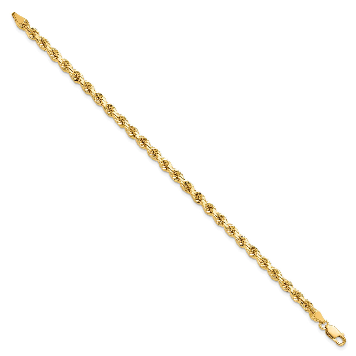 10K Yellow Gold 4.25 mm Rope Chain Anklet, Polished