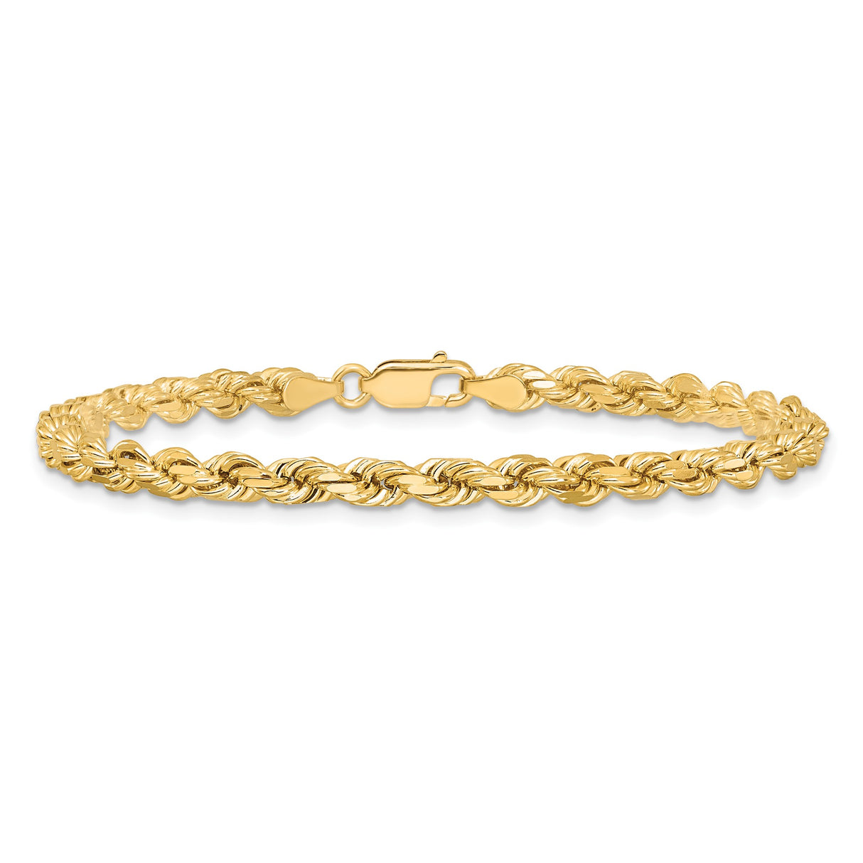 10K Yellow Gold 4.25 mm Rope Chain Anklet, Polished alternate angle