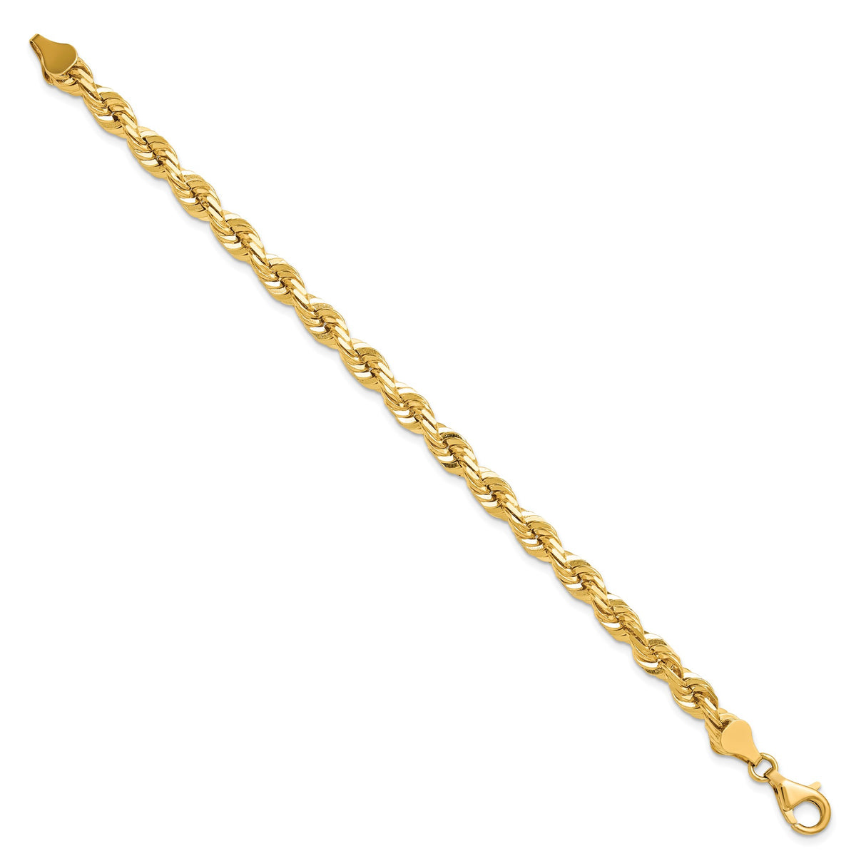 10K Yellow Gold 5.5 mm Rope Chain Bracelet, Polished