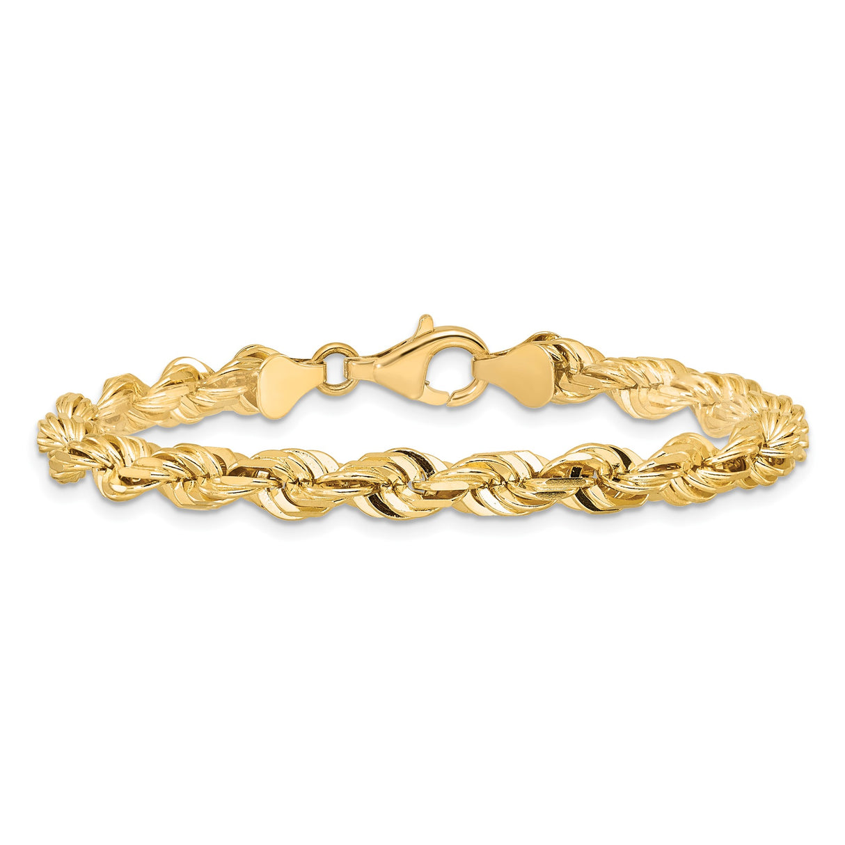 10K Yellow Gold 5.5 mm Rope Chain Bracelet, Polished alternate angle