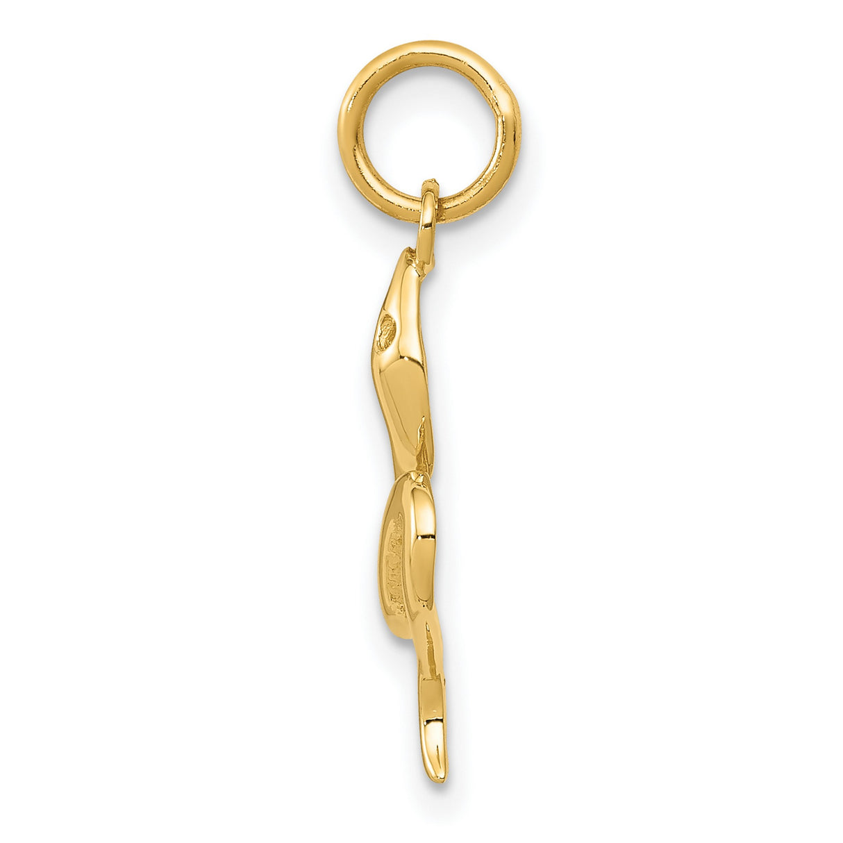 10k Yellow Gold Snake Pendant Charm with Sleek Serpent Design and Cutout Eyes