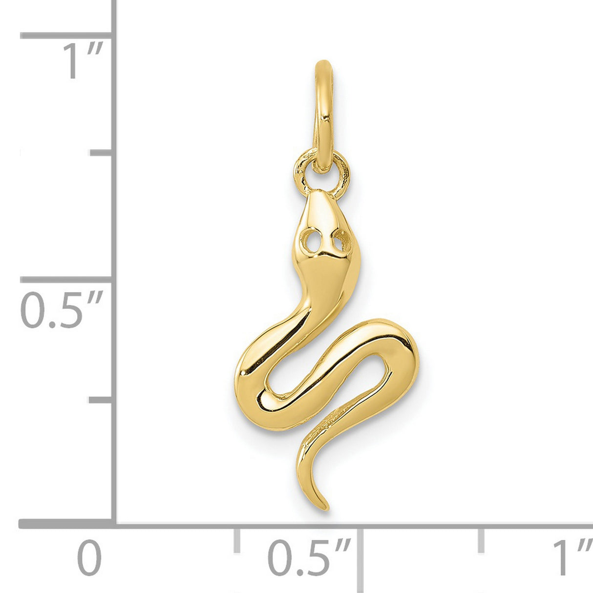 10k Yellow Gold Snake Pendant Charm with Sleek Serpent Design and Cutout Eyes