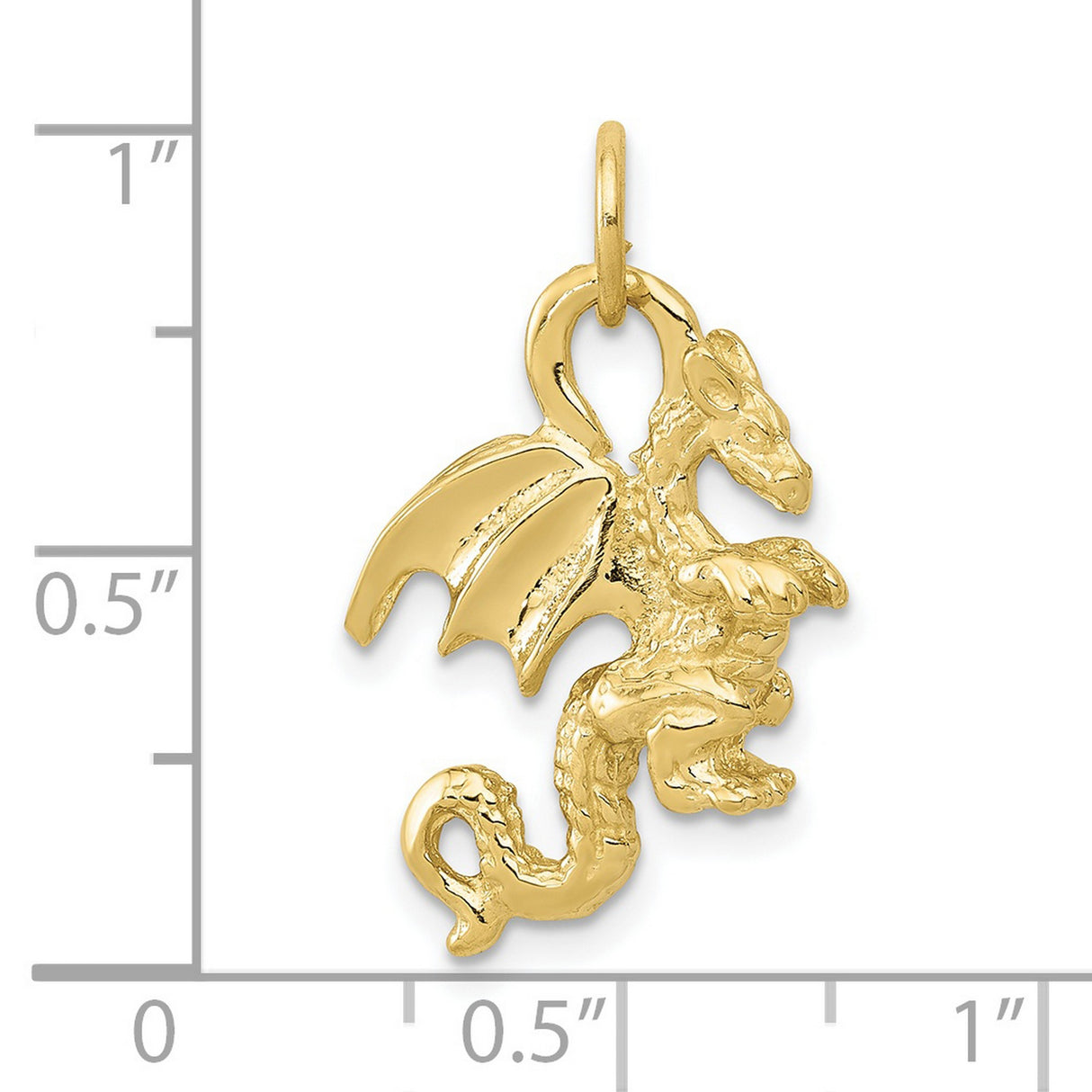 10k Yellow Gold Dragon Pendant, Detailed Medieval Mythical Creature Charm for Men or Unisex Wear