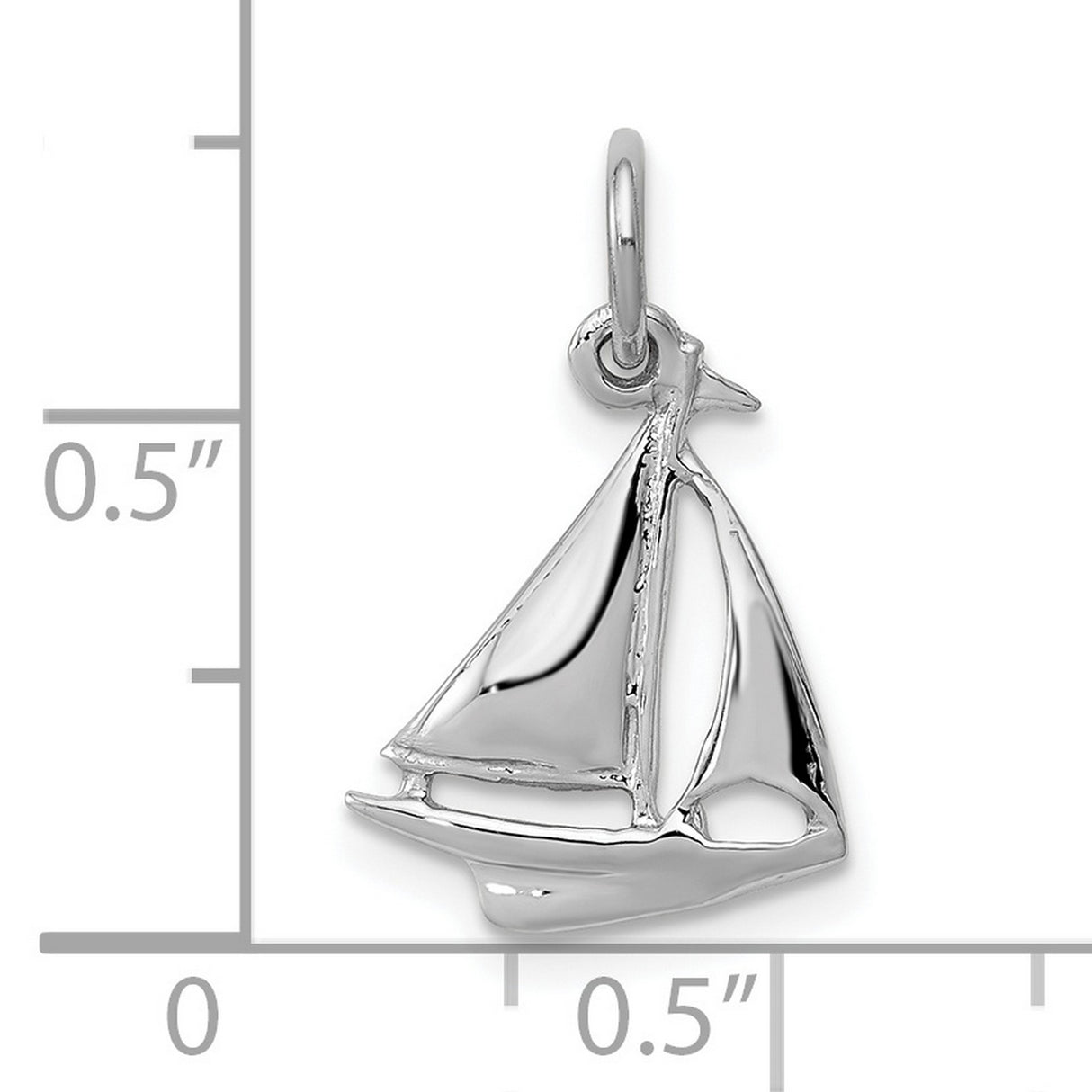 10k White Gold Sailboat Pendant, Polished Nautical Charm for Women or Unisex Wear