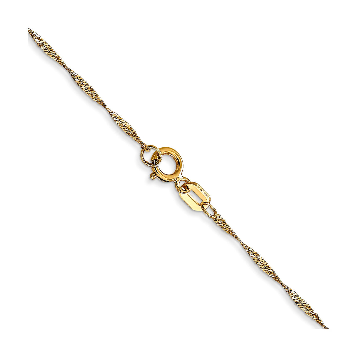 10K Yellow Gold 1 mm Singapore Chain Necklace, Polished alternate angle