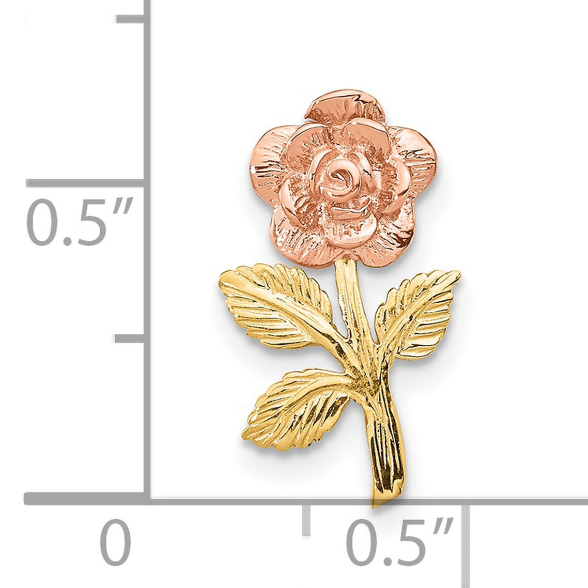 10k Two-Tone Gold Rose Flower Pendant with Detailed Floral Design for Women