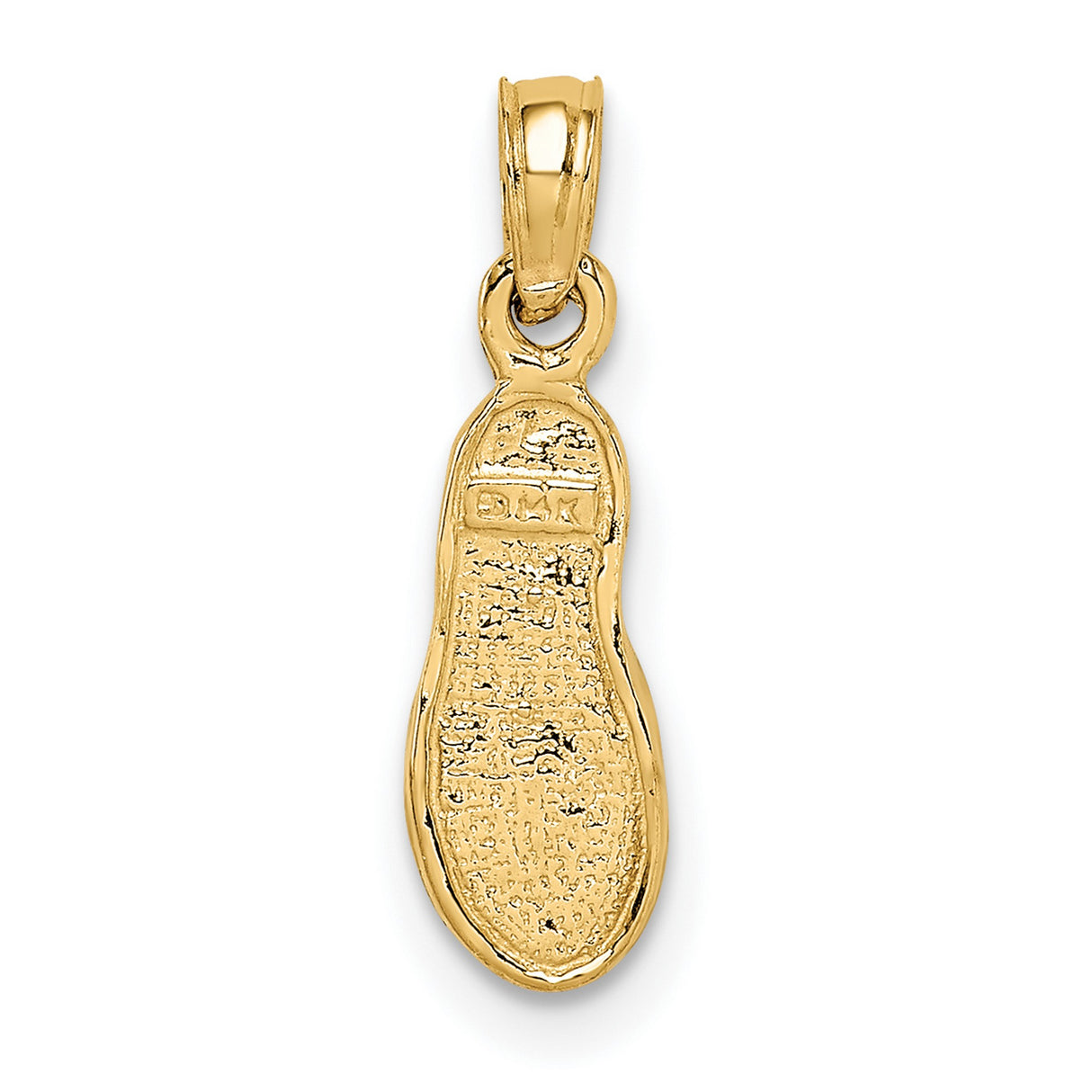 10k Multi-Tone Gold Flip Flop Sandal Pendant, Textured Beachwear Charm