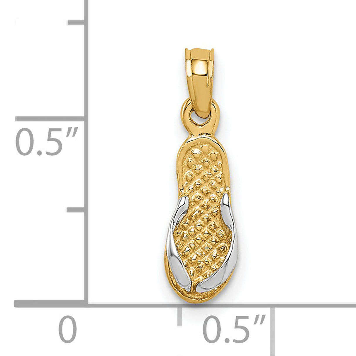 10k Multi-Tone Gold Flip Flop Sandal Pendant, Textured Beachwear Charm