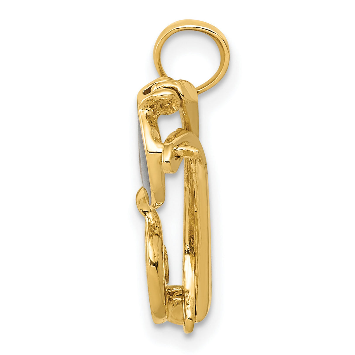 10k Yellow Gold Sunglasses Pendant with Black Enamel, Hip Hop Urban Street Style Charm