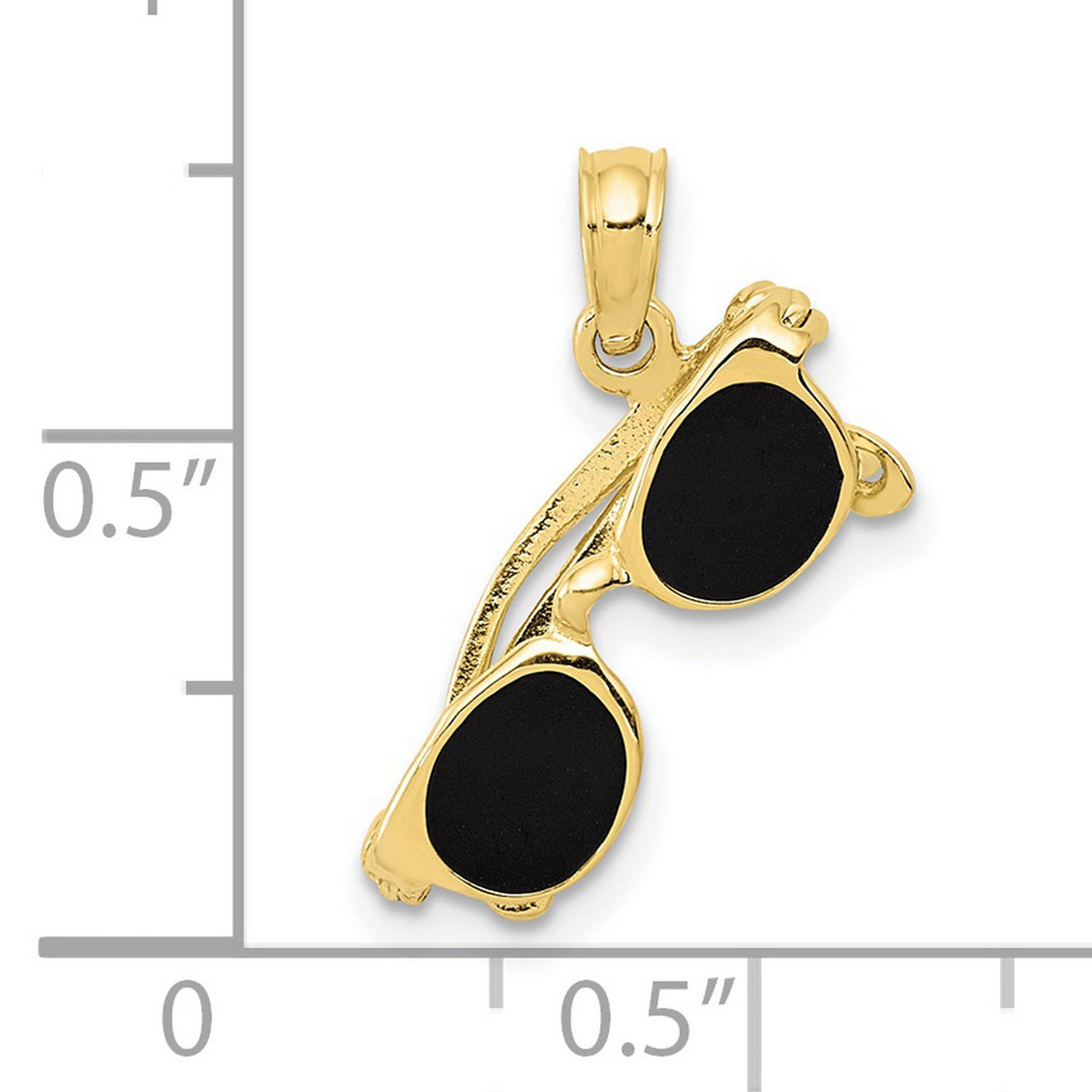 10k Yellow Gold Sunglasses Pendant with Black Enamel, Hip Hop Urban Street Style Charm