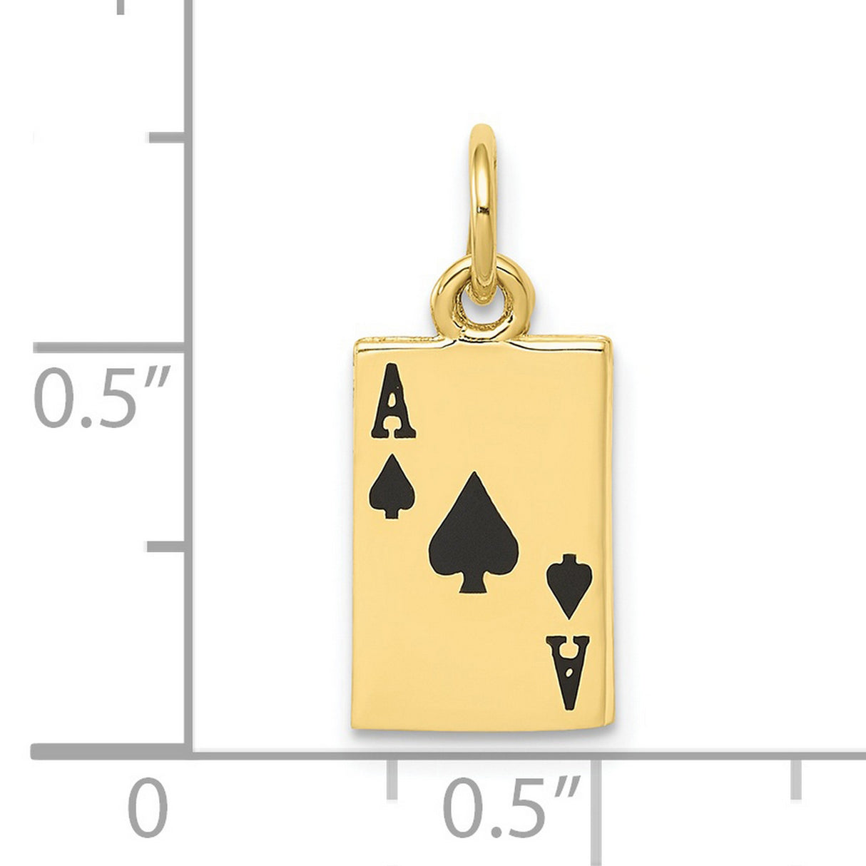 10k Yellow Gold Ace Spade Pendant with Black Enamel, Poker Theme Charm for Men or Unisex