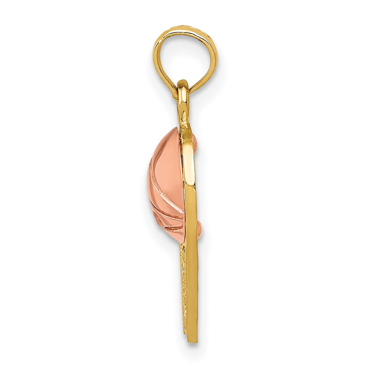10k Two-Tone Gold Basketball Hoop Pendant with Rose Gold Ball, Unisex Sports Charm