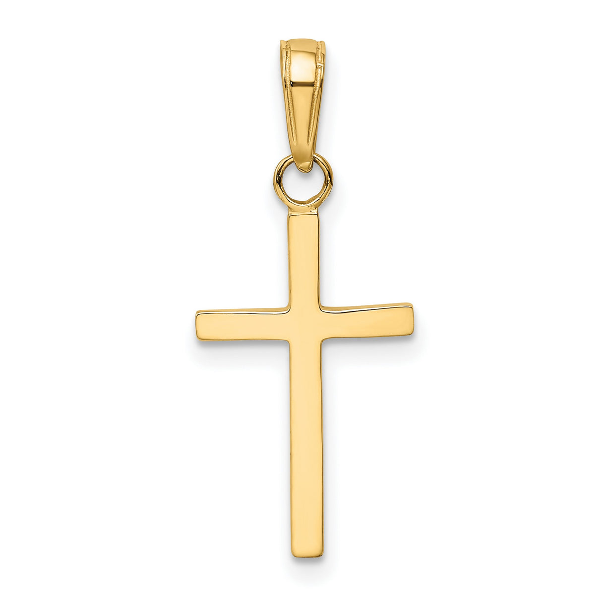 10k Yellow Gold Cross Pendant, Modern Minimalist Unisex Design for Men and Women