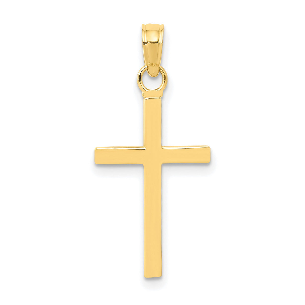 10k Yellow Gold Cross Pendant, Modern Minimalist Unisex Design for Men and Women