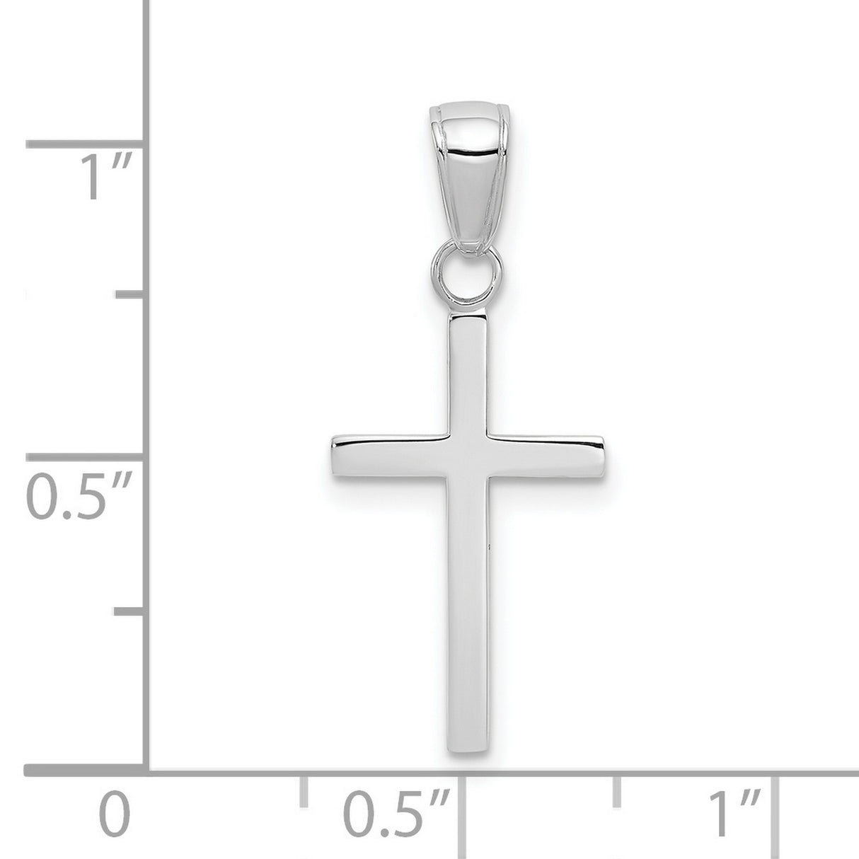 10k White Gold Cross Pendant, 3D Minimalist Faith Symbol Charm for Men and Women
