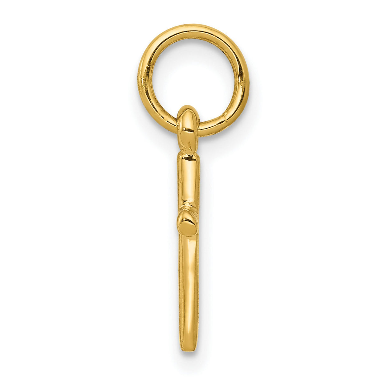 10k Yellow Gold Cross Pendant with Polished Finish, Slim Rounded Edges, Minimalist Religious Design