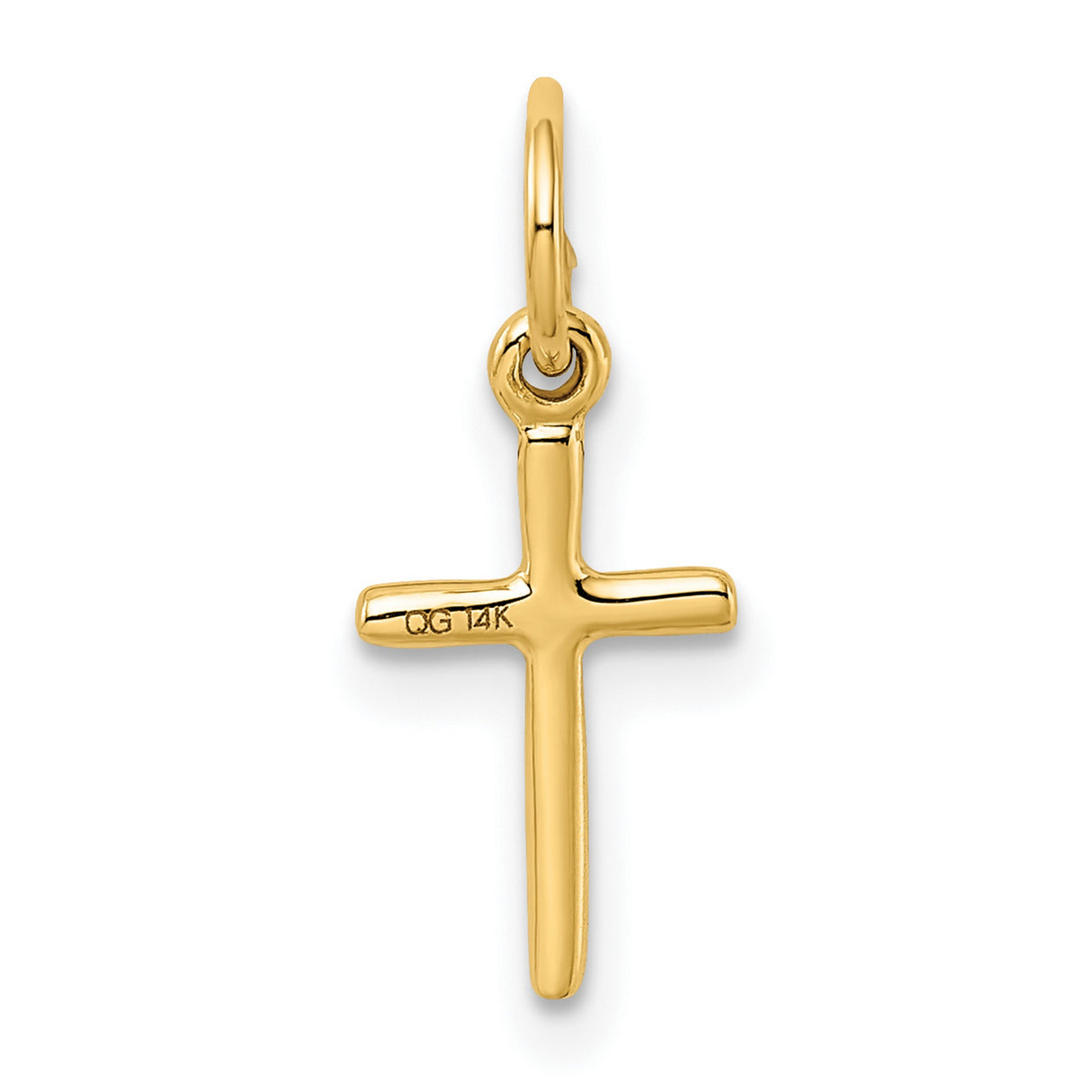 10k Yellow Gold Cross Pendant with Polished Finish, Slim Rounded Edges, Minimalist Religious Design