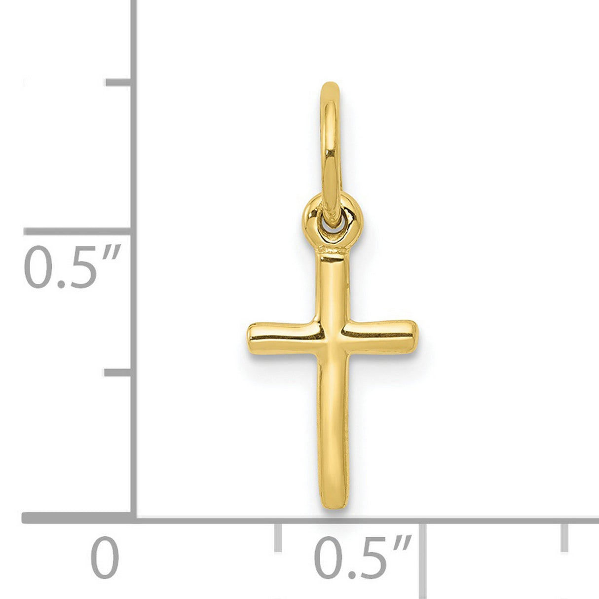 10k Yellow Gold Cross Pendant with Polished Finish, Slim Rounded Edges, Minimalist Religious Design