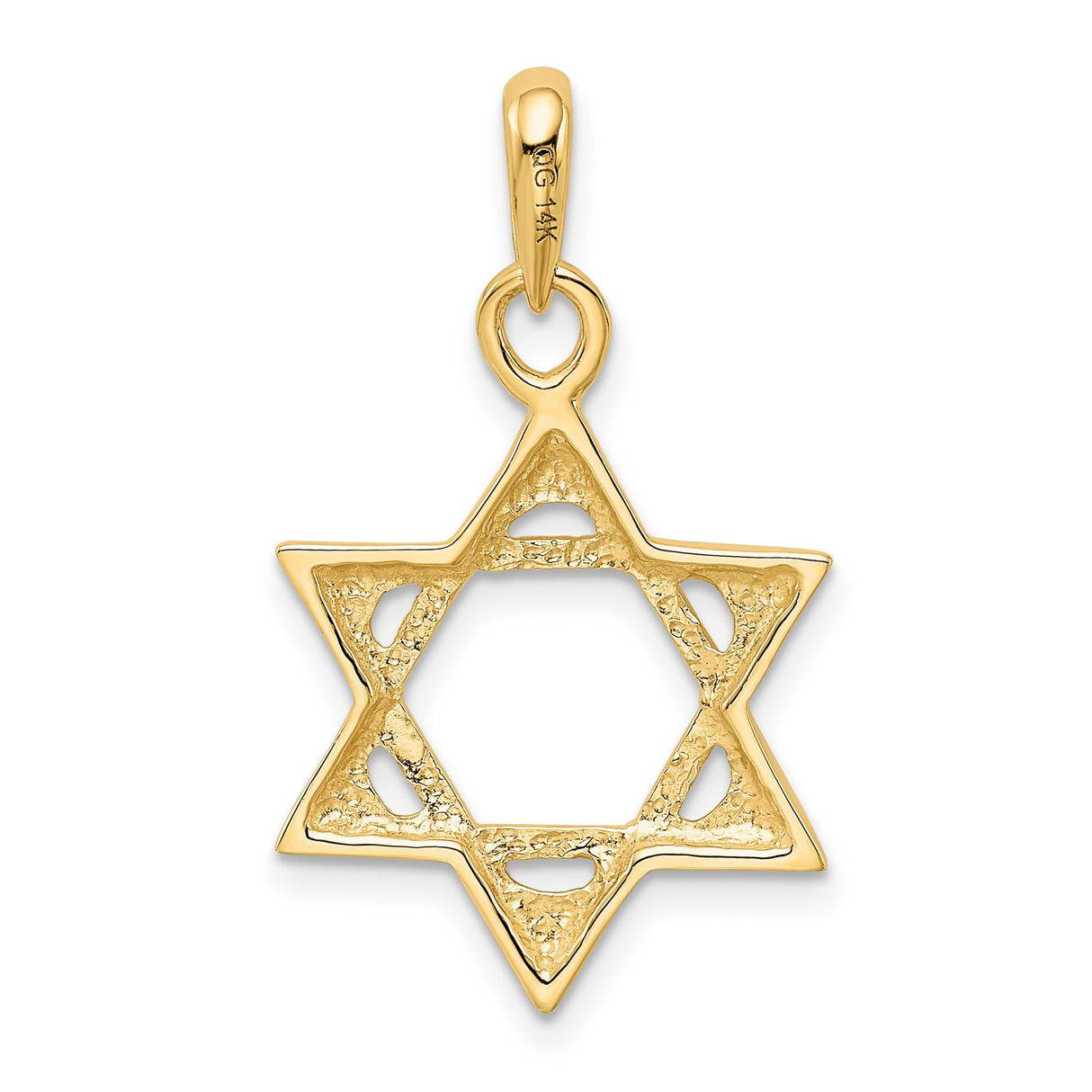10k Yellow Gold Star of David Pendant with Polished Openwork Design, Jewish Faith Charm