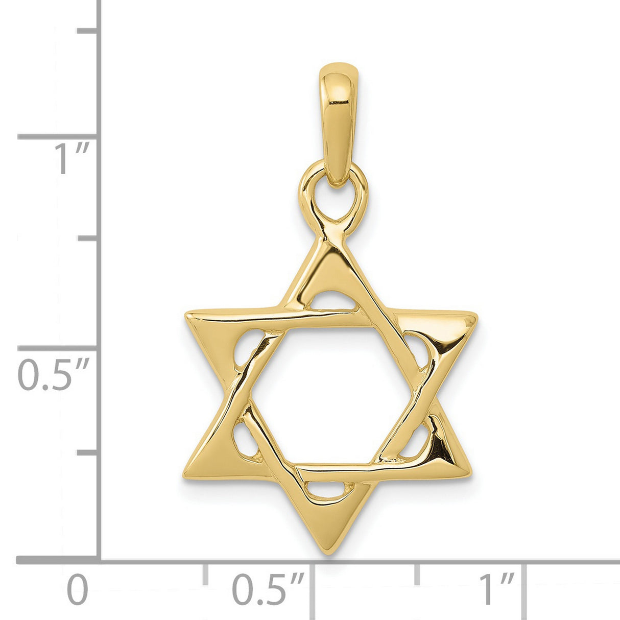 10k Yellow Gold Star of David Pendant with Polished Openwork Design, Jewish Faith Charm