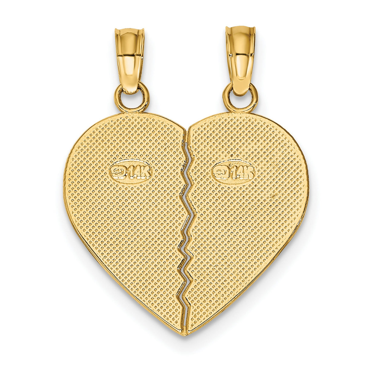 10k Yellow Gold Heart Pendant Set, Breakable Split Design with Friends Engraving