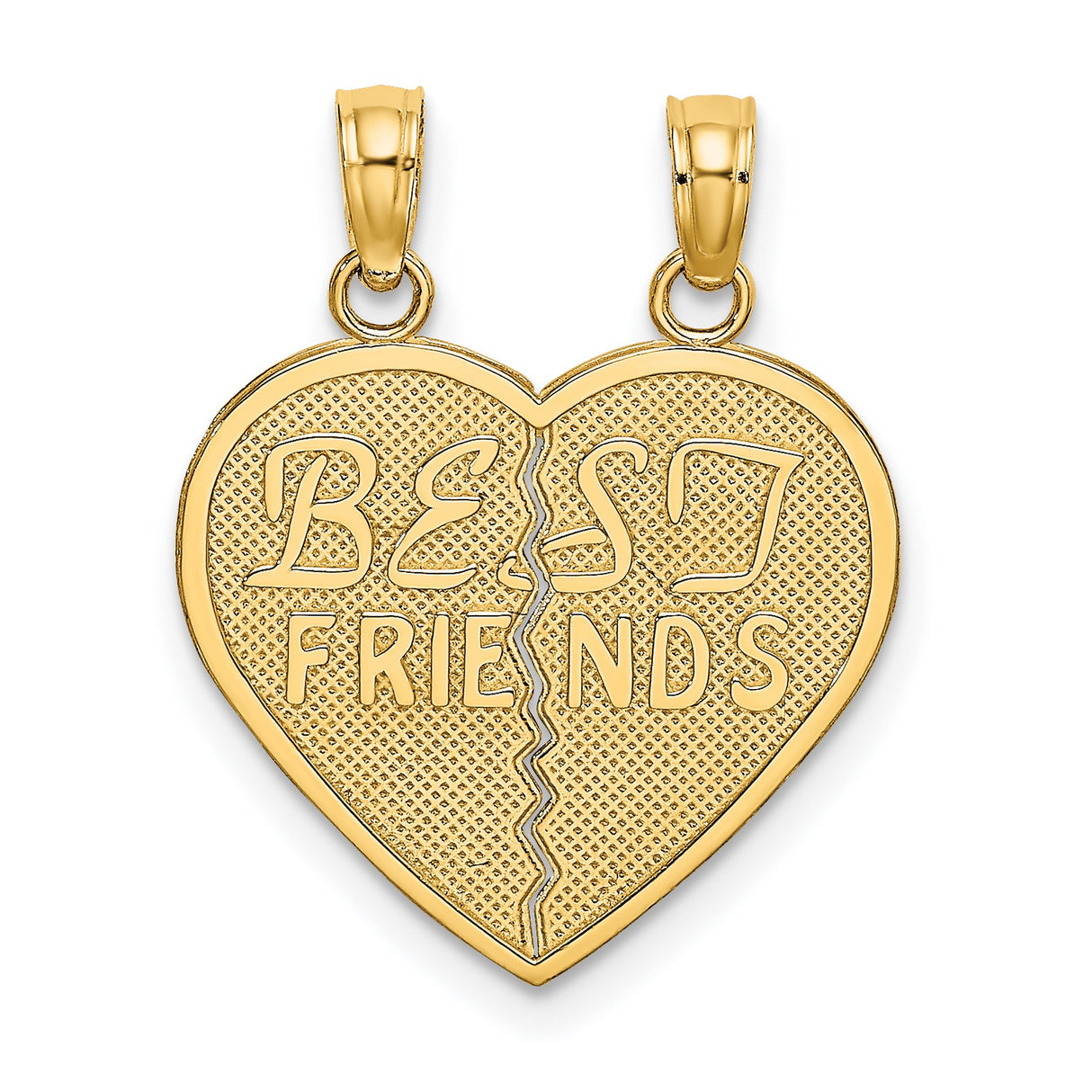 10k Yellow Gold Heart Pendant Set, Breakable Split Design with Friends Engraving