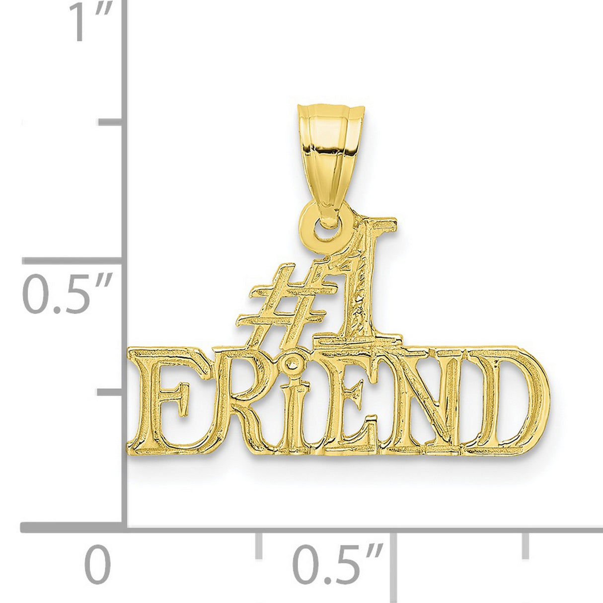 10k Yellow Gold Number One Friend Pendant, Bold Lettering Friendship Charm for Women or Unisex