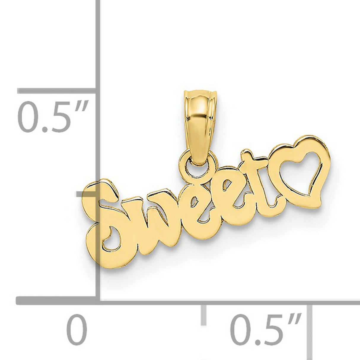 10k Yellow Gold Sweet Word Pendant with Heart Script, Cursive Charm for Women or Girls