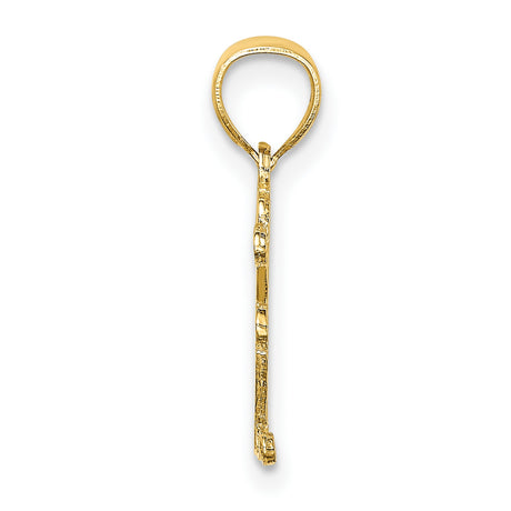 10k Yellow Gold Mom Pendant with Heart Design and Script Lettering