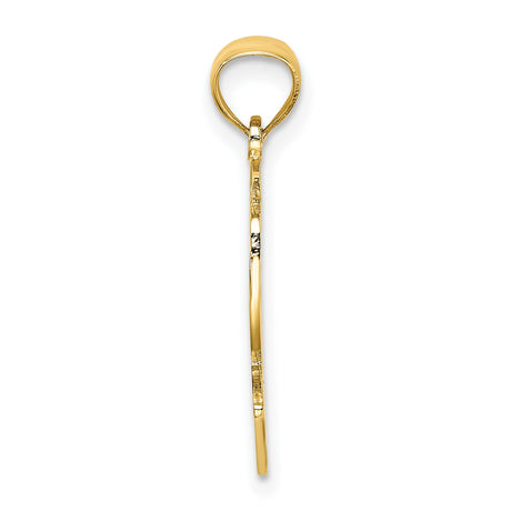 10k Yellow Gold Heart Pendant with Script Mom Lettering and Cutout Design for Women