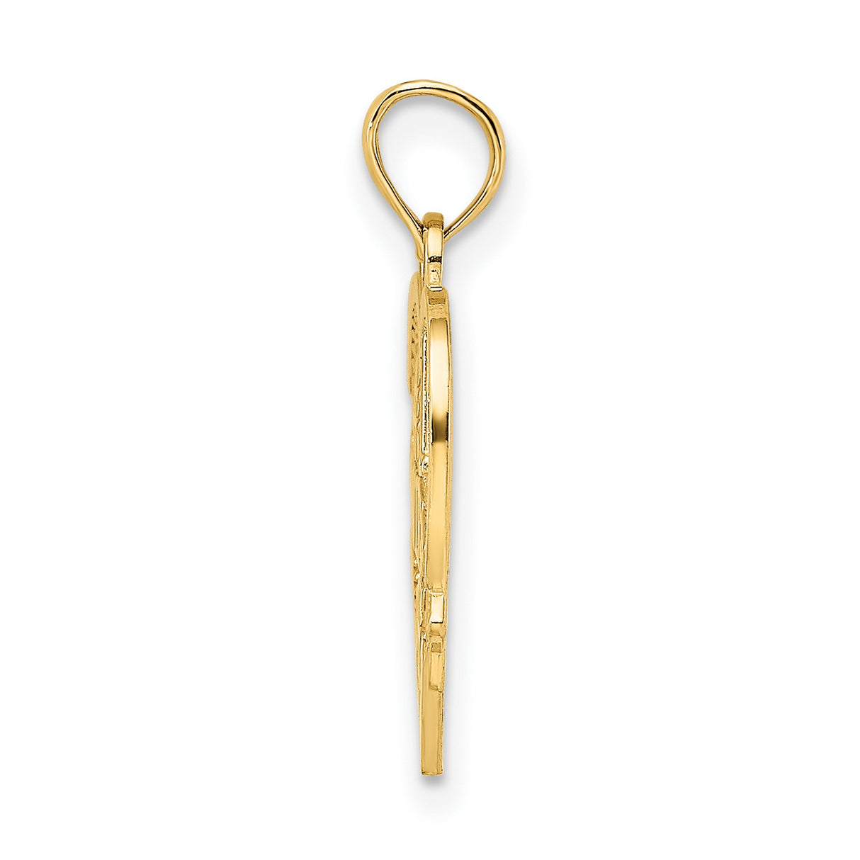 10k Yellow Gold Heart Pendant with Flower Design and Number 1 Wife Charm