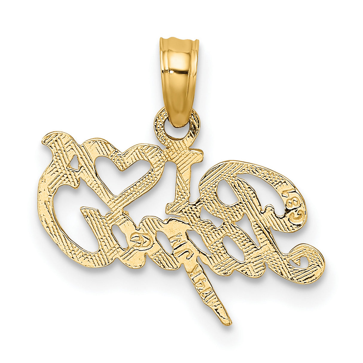 10k Yellow Gold I Love Papa Heart Pendant, Script Font, Unisex Tribute Jewelry