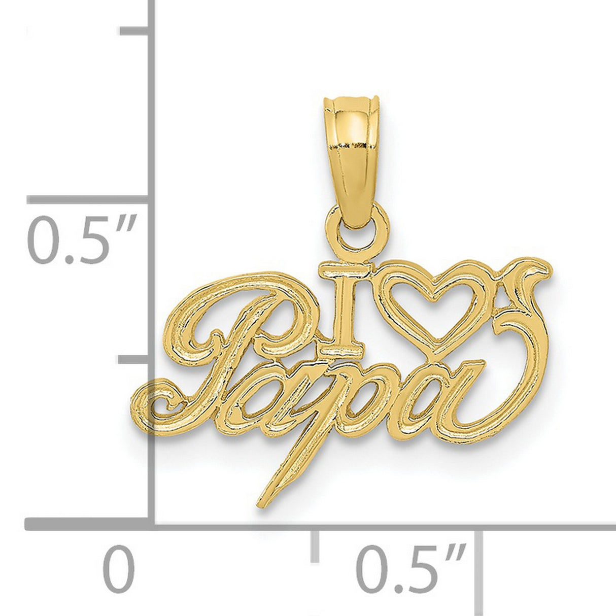10k Yellow Gold I Love Papa Heart Pendant, Script Font, Unisex Tribute Jewelry