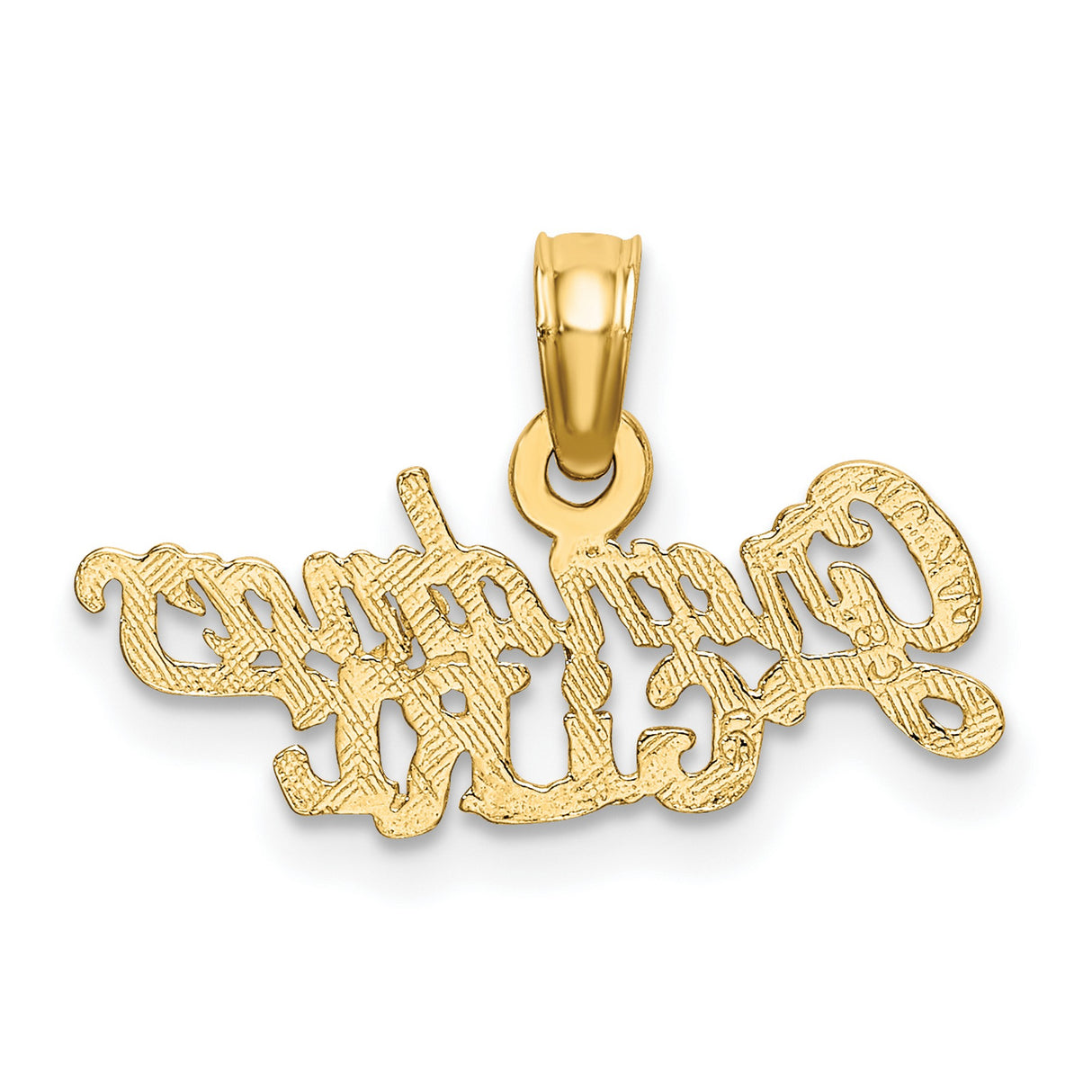 10k Yellow Gold Grandmas Girl Pendant, Script Lettering Family Charm for Women and Girls