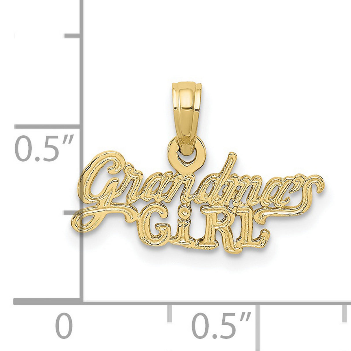 10k Yellow Gold Grandmas Girl Pendant, Script Lettering Family Charm for Women and Girls