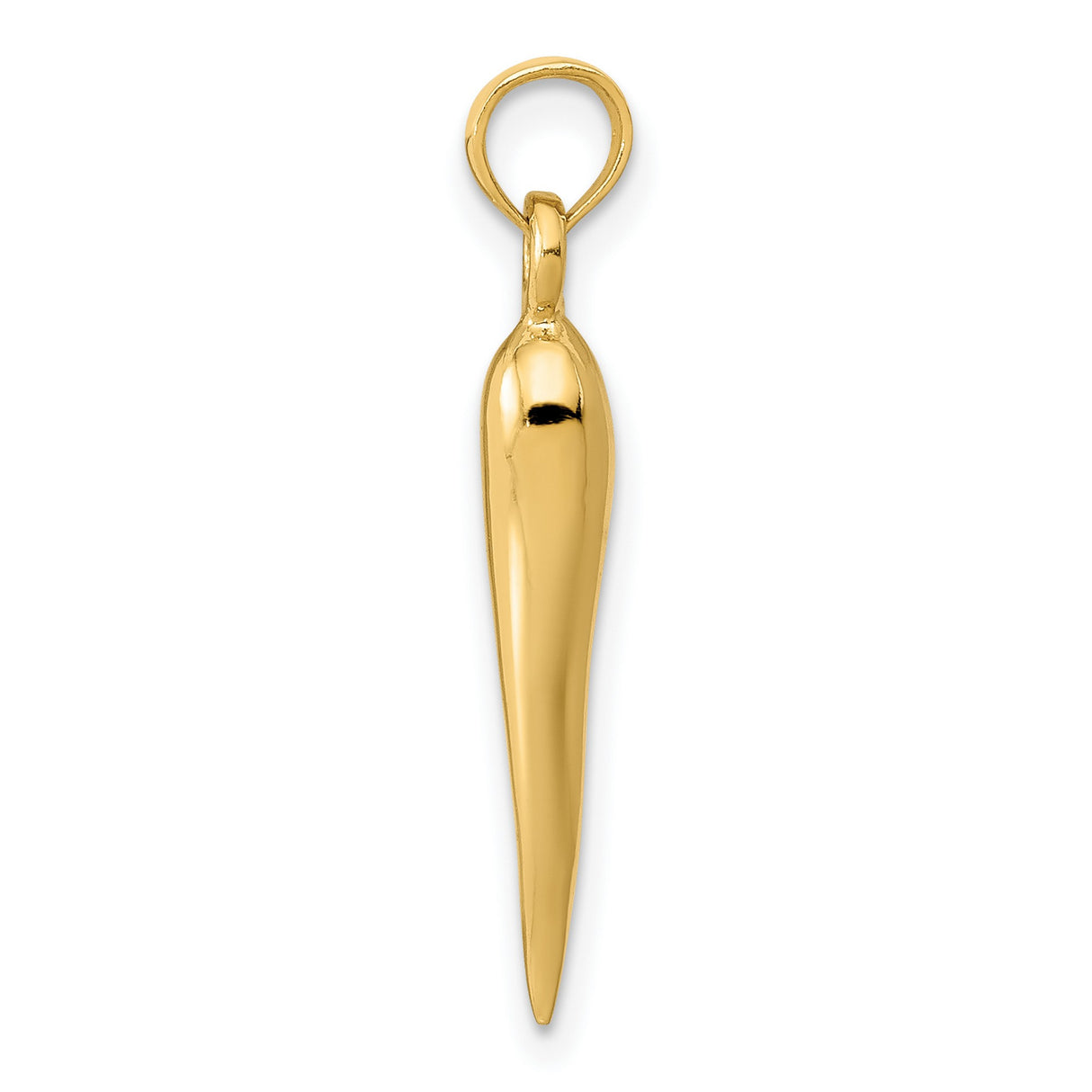 10k Yellow Gold Italian Horn Pendant, Cornicello Amulet for Protection and Good Luck