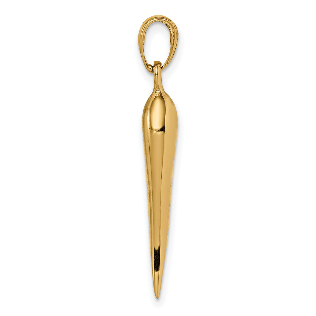 10k Yellow Gold Italian Horn Pendant, Cornicello Amulet for Good Luck and Evil Eye Protection