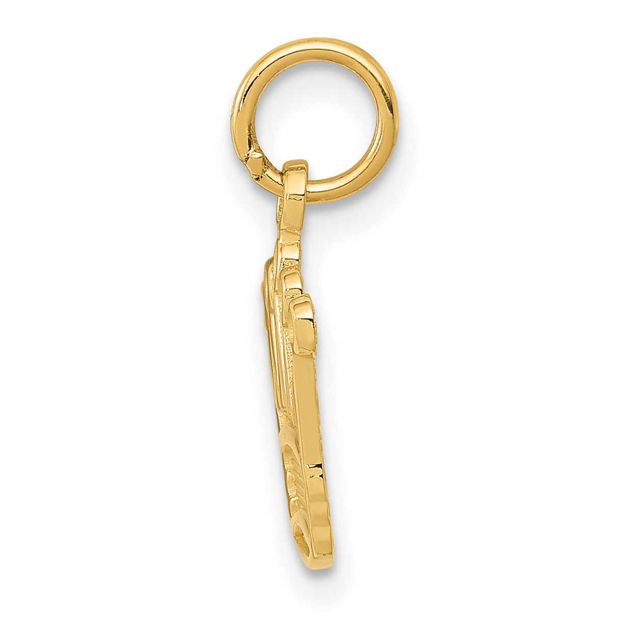 10k Yellow Gold Crown Pendant Charm with Polished and Textured Finish, Unisex Hip-Hop Style