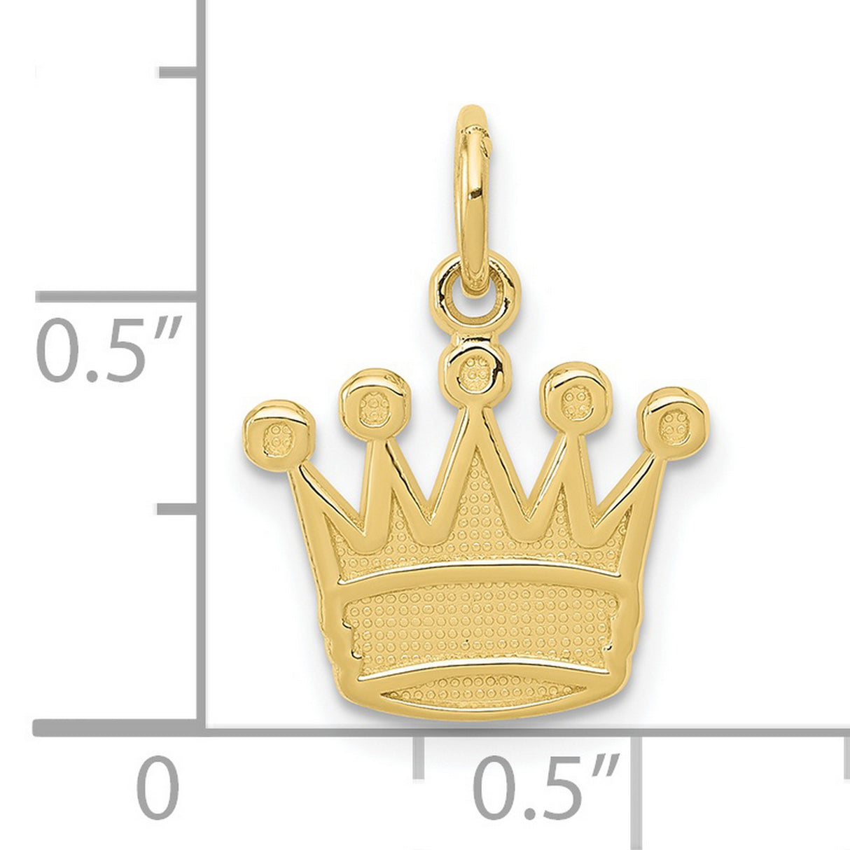 10k Yellow Gold Crown Pendant Charm with Polished and Textured Finish, Unisex Hip-Hop Style