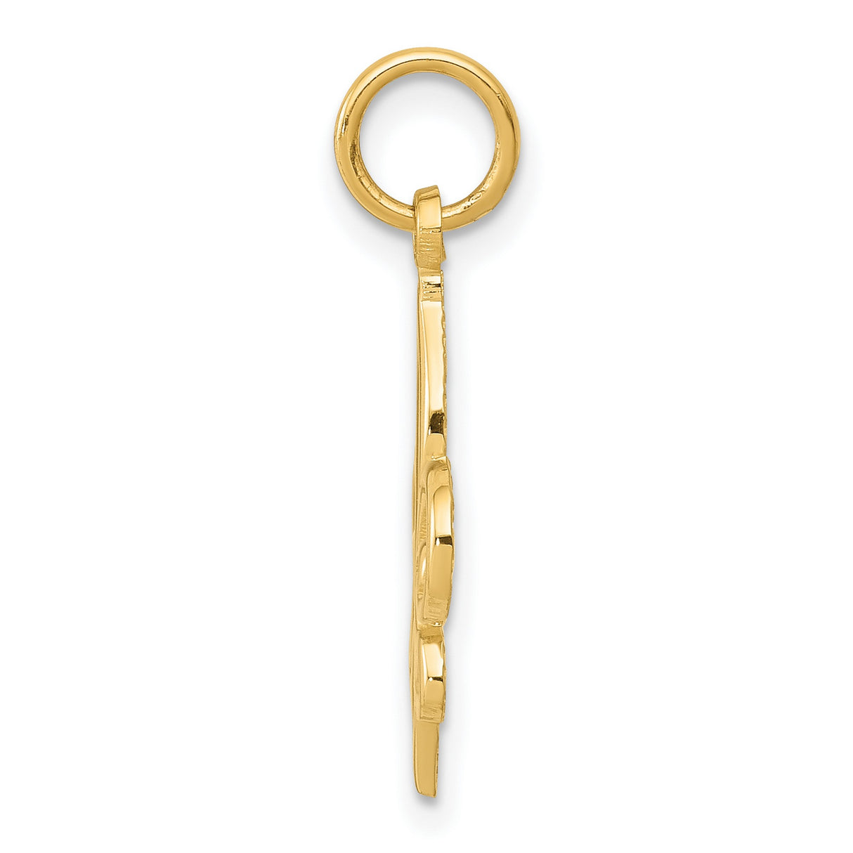 10k Yellow Gold Fleur de Lis Pendant with Openwork Design, Classic French Symbol Charm