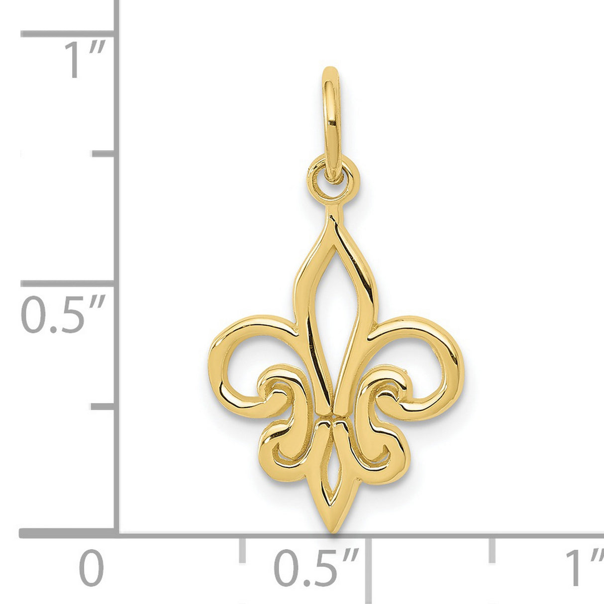 10k Yellow Gold Fleur de Lis Pendant with Openwork Design, Classic French Symbol Charm