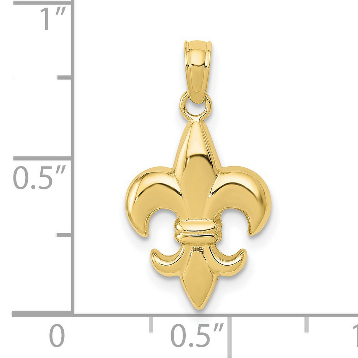 10k Yellow Gold Fleur-de-Lis Pendant, French Lily Charm Symbolizing Royalty and Faith