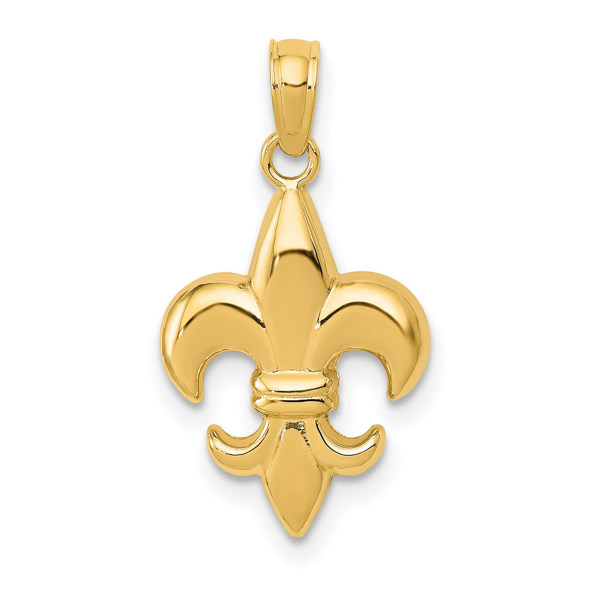 10k Yellow Gold Fleur-de-Lis Pendant, French Lily Charm Symbolizing Royalty and Faith