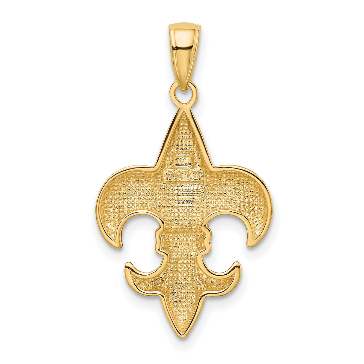 10k Yellow Gold Fleur-de-Lis Pendant, Polished French Lily Religious Charm, Unisex Jewelry