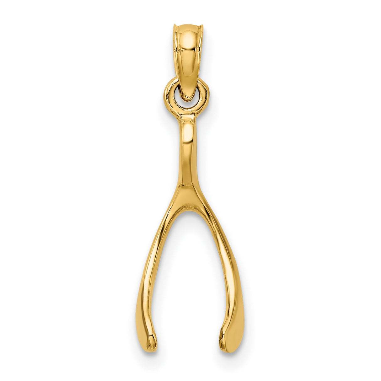 10k Yellow Gold Wishbone Pendant, Minimalist Luck Symbol, Dainty Charm for Women