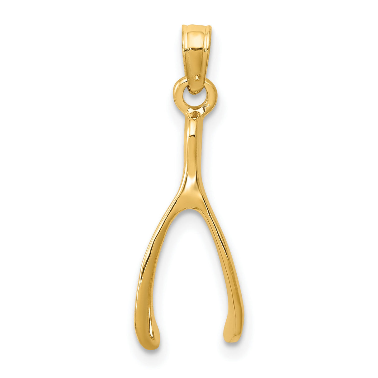 10k Yellow Gold Wishbone Pendant, Minimalist Luck Symbol, Dainty Charm for Women